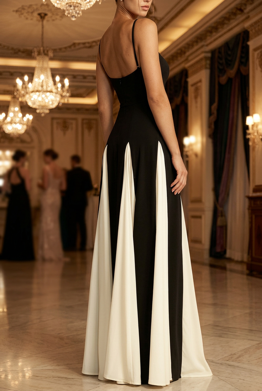 Two-Tone Flowing Maxi Dress