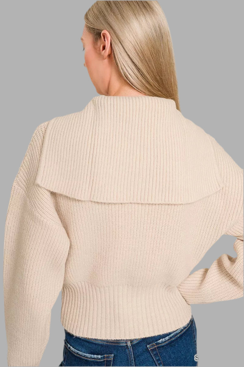 Zenana Ribbed Zip Up Cardigan Sweater