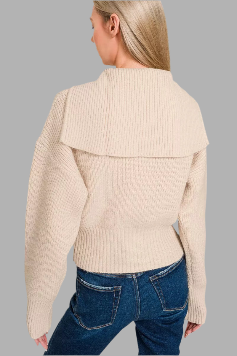 Zenana Ribbed Zip Up Cardigan Sweater