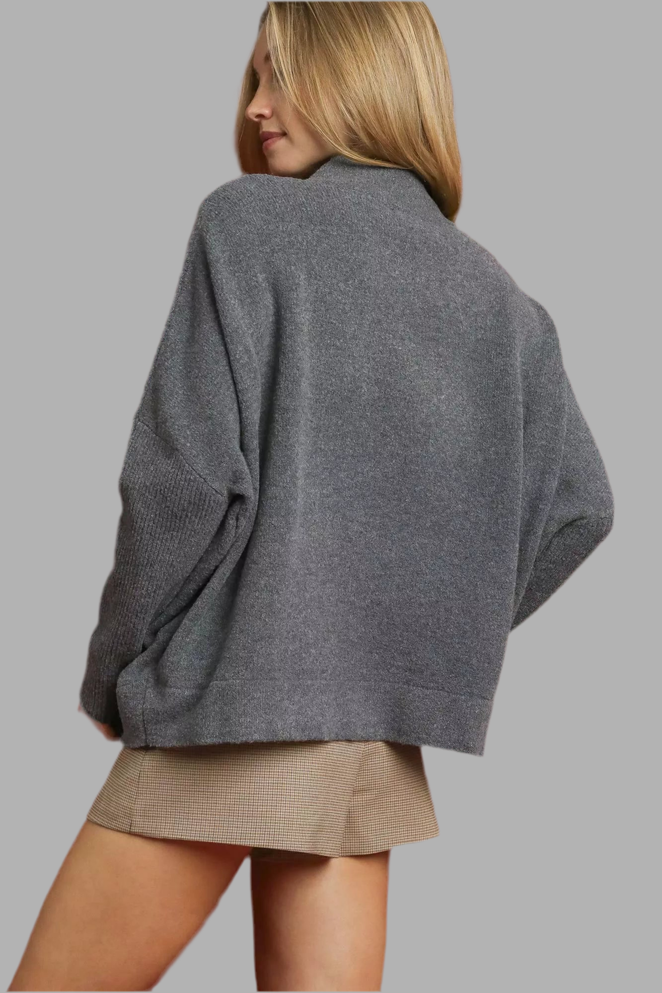 Umgee Charcoal V- Neck Sweater