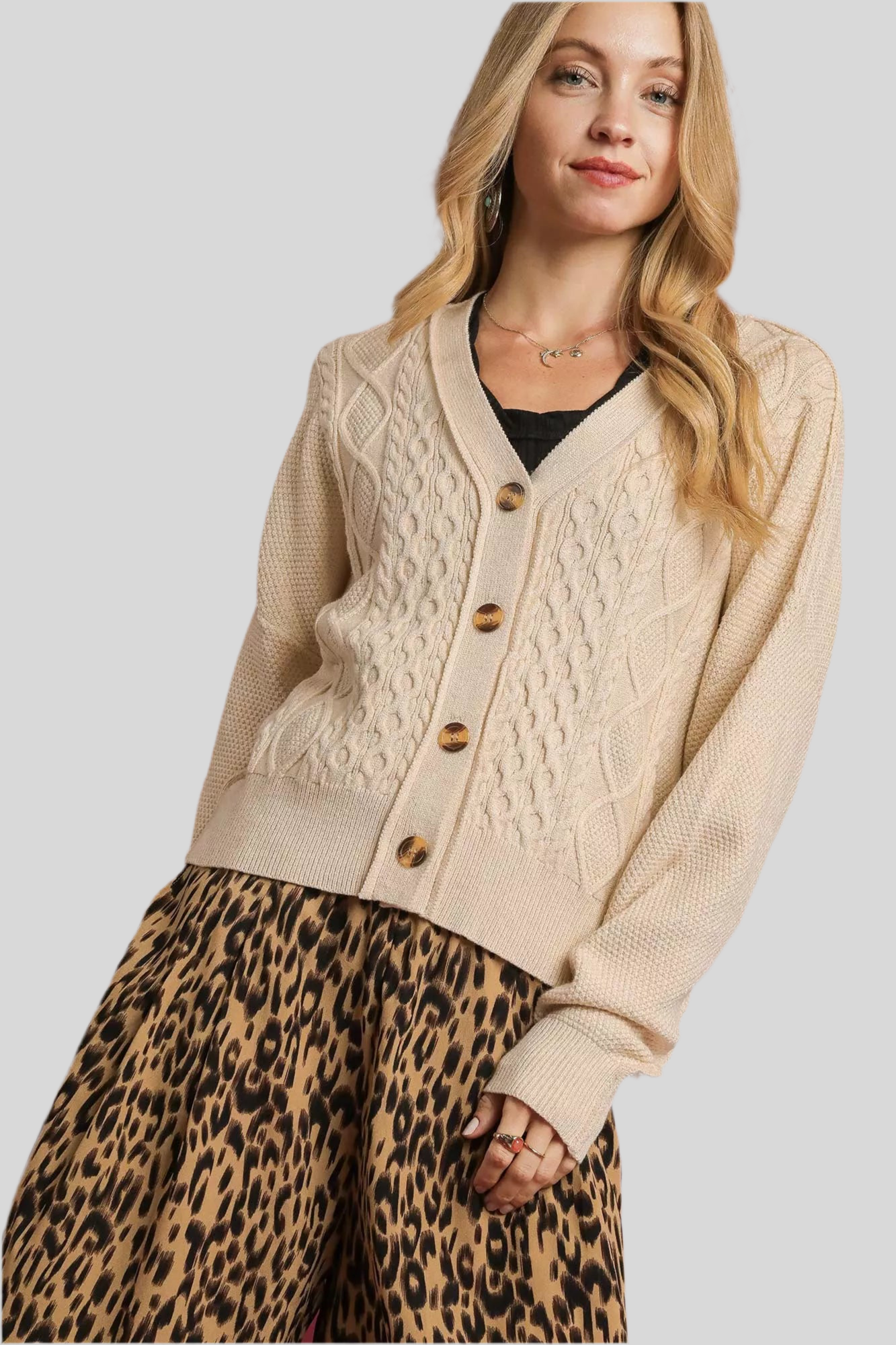 Umgee Chunky Cable Knit Cardigan