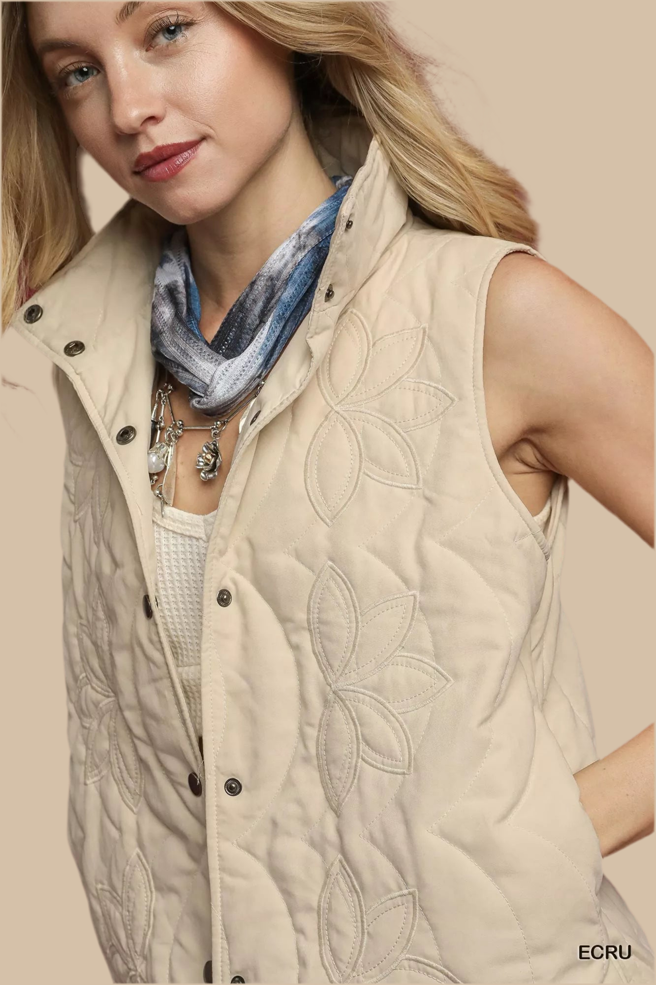 Umgee Quilted Embroidered Vest
