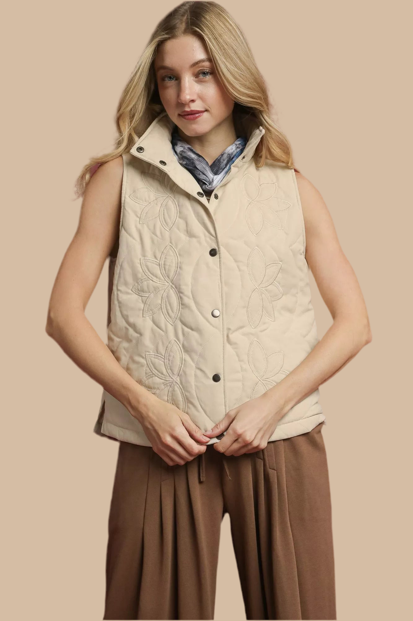 Umgee Quilted Embroidered Vest