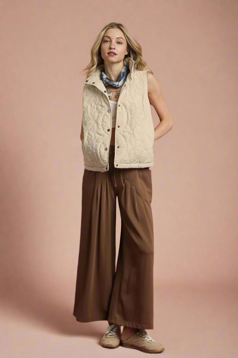 Umgee Quilted Embroidered Vest