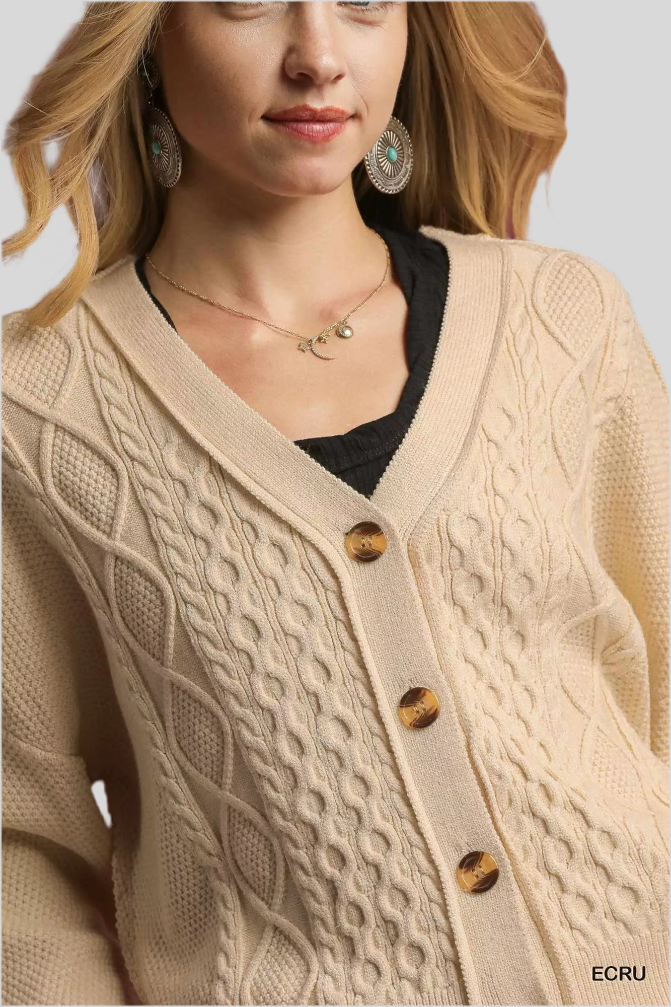 Umgee Chunky Cable Knit Cardigan