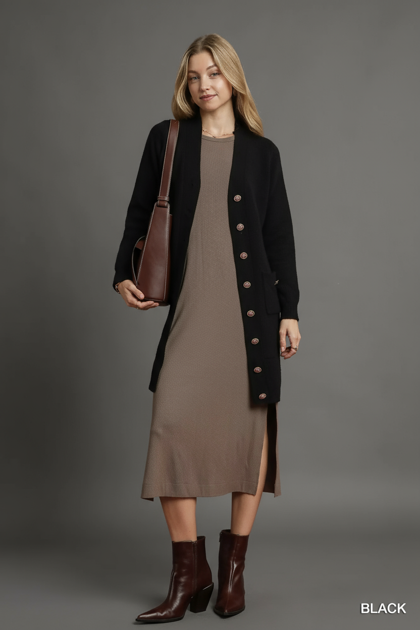 Umgee Button-Down Longline Cardigan Sweater